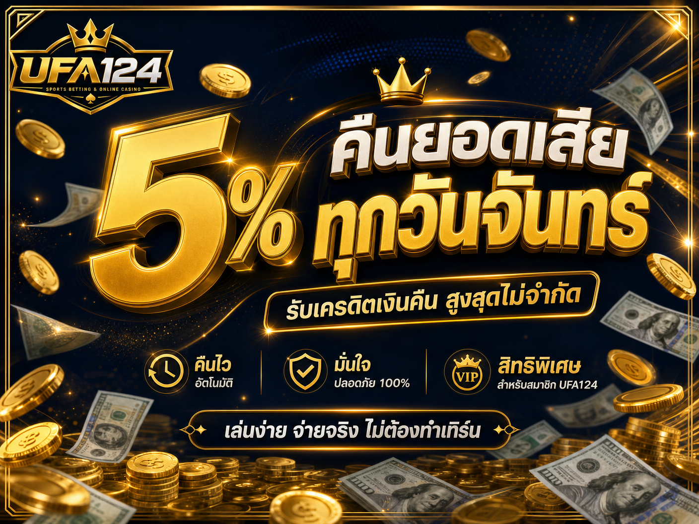 คืนยอดเสีย 5% ทุกวันจันทร์